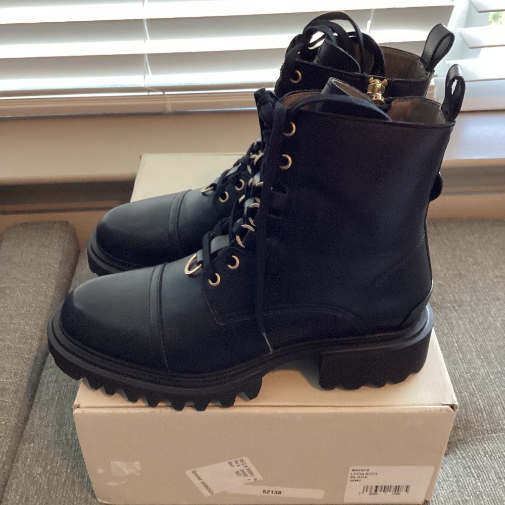 All Saints Black Leather Moto Boots